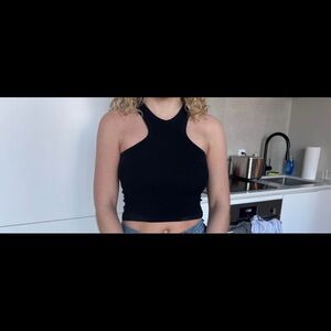 Black Halter Neck Women's Top